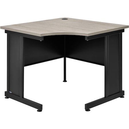 Interion By Global Industrial Corner Desk, 36 in D X 30 in H, 36 in W X Steel Frame, Laminate Top, Rustic Gray 240347RGY